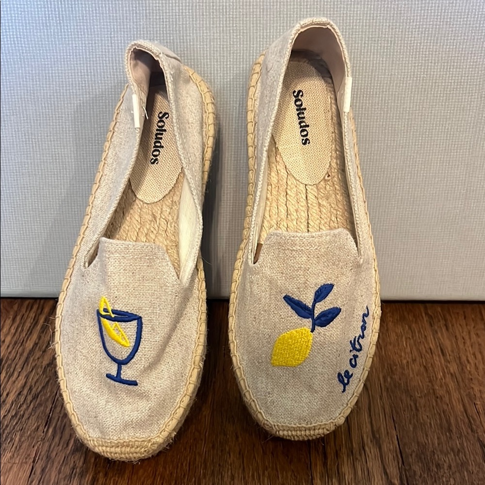Soludos Cream and Yellow Espadrilles Casual Slip-On Shoes